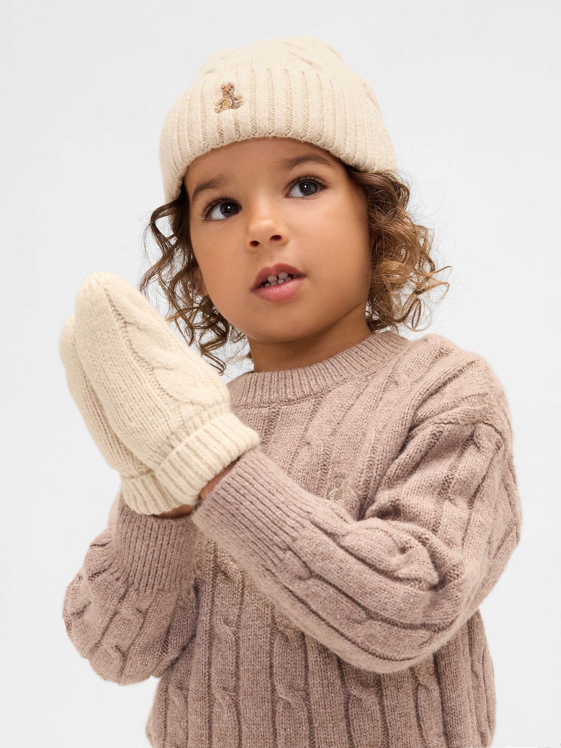 Baby & Toddler CashSoft Cable-Knit Beanie & Mittens Set