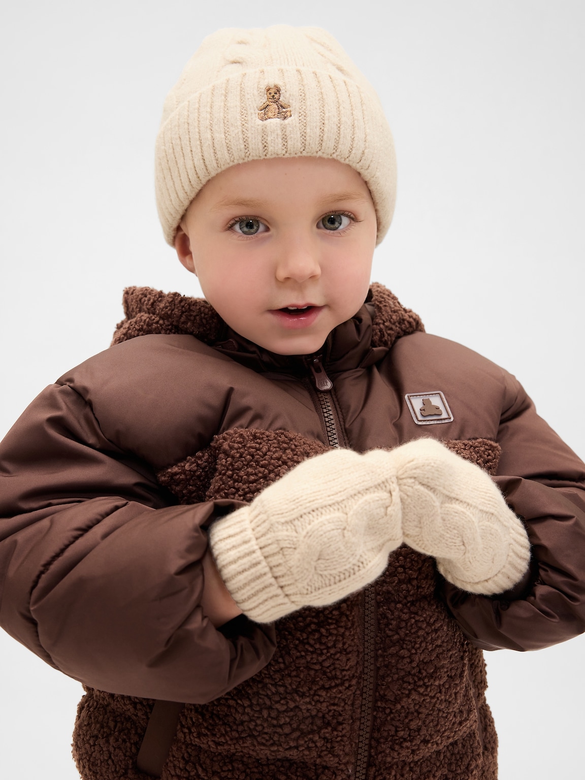 Baby & Toddler CashSoft Cable-Knit Beanie & Mittens Set