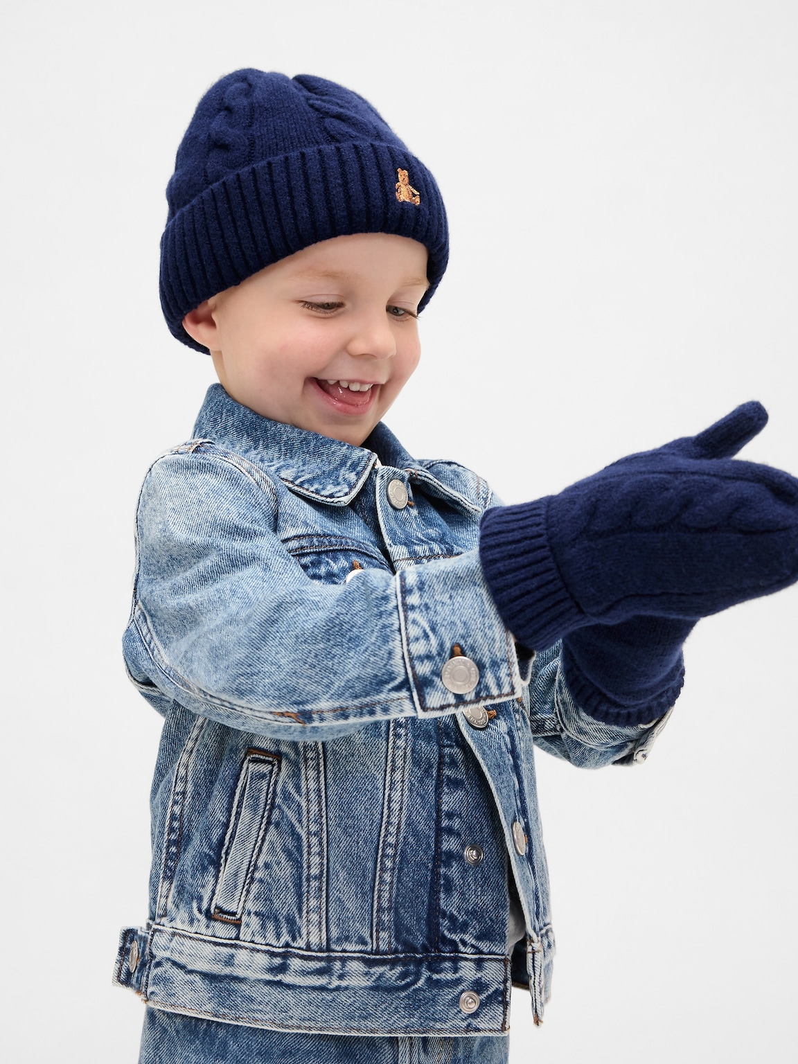 Baby & Toddler CashSoft Cable-Knit Beanie & Mittens Set