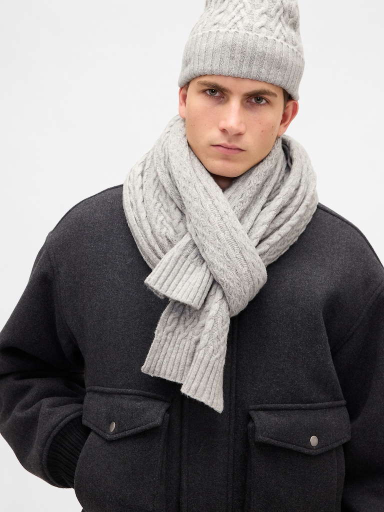 CashSoft Cable-Knit Scarf