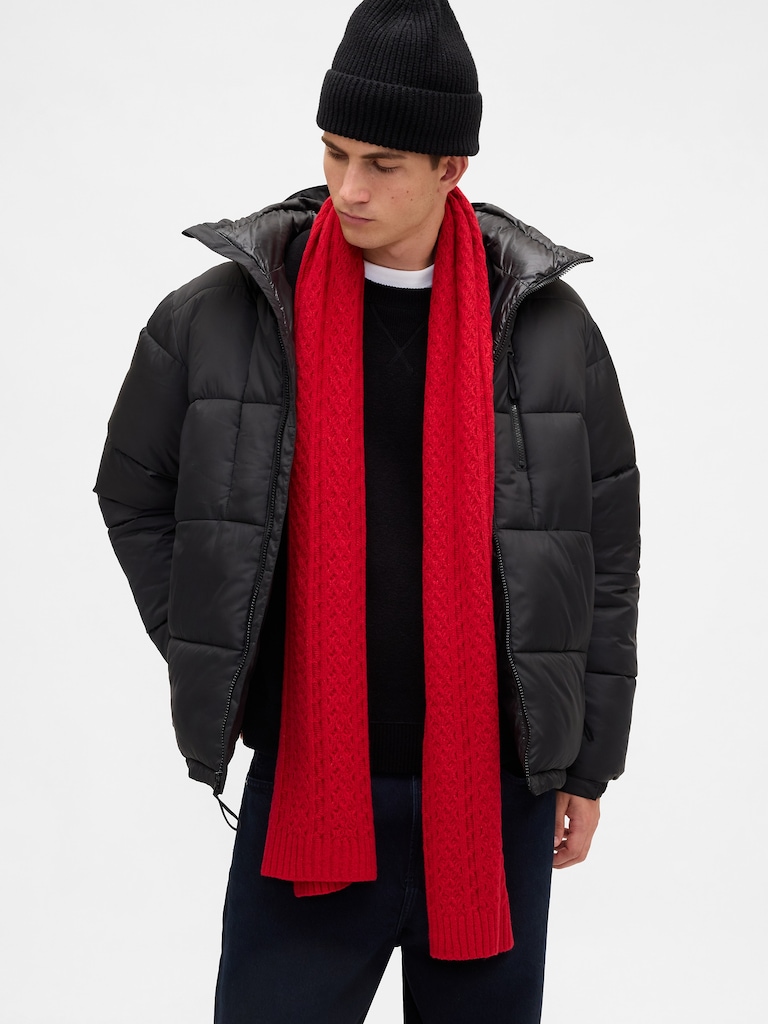 CashSoft Cable-Knit Scarf