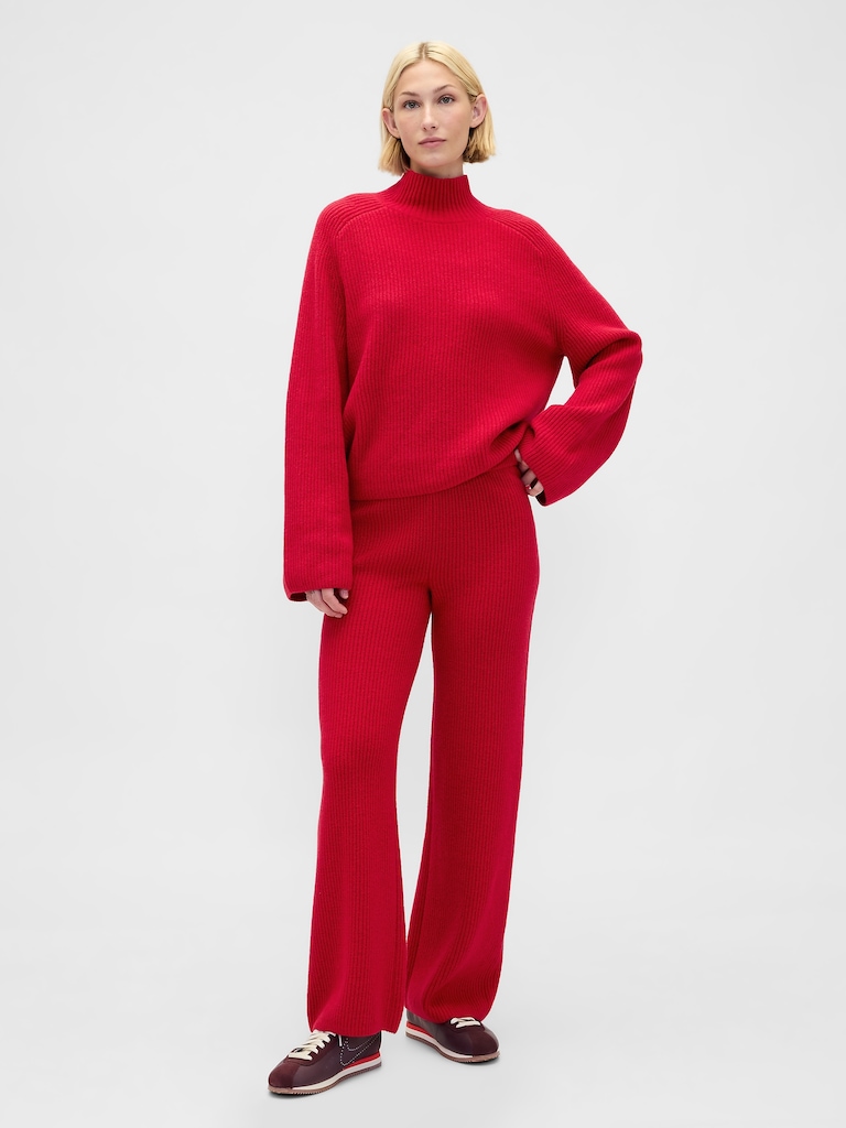 CashSoft Shaker-Stitch Turtleneck Sweater