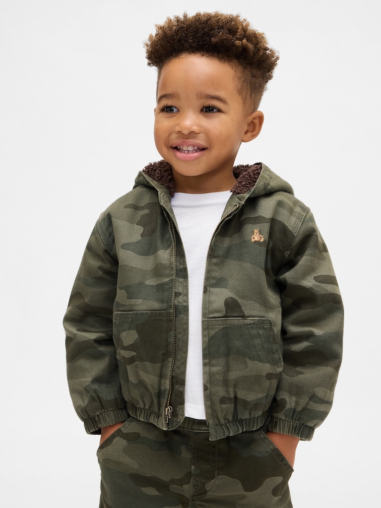Baby & Toddler Sherpa-Lined Hooded Camo Denim Jacket