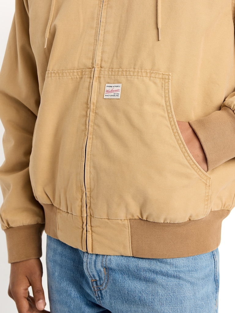 Oversized Canvas Full-Zip Hoodie