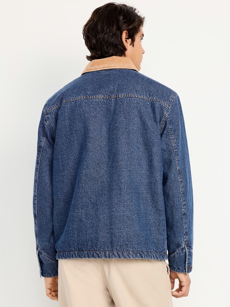 Sherpa-Lined Workwear Zip Jean Jacket