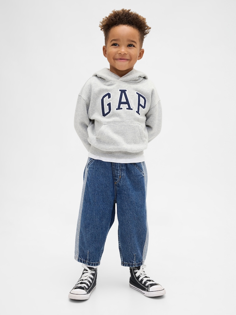 Baby & Toddler Two-Tone Pull-On Barrel Jeans