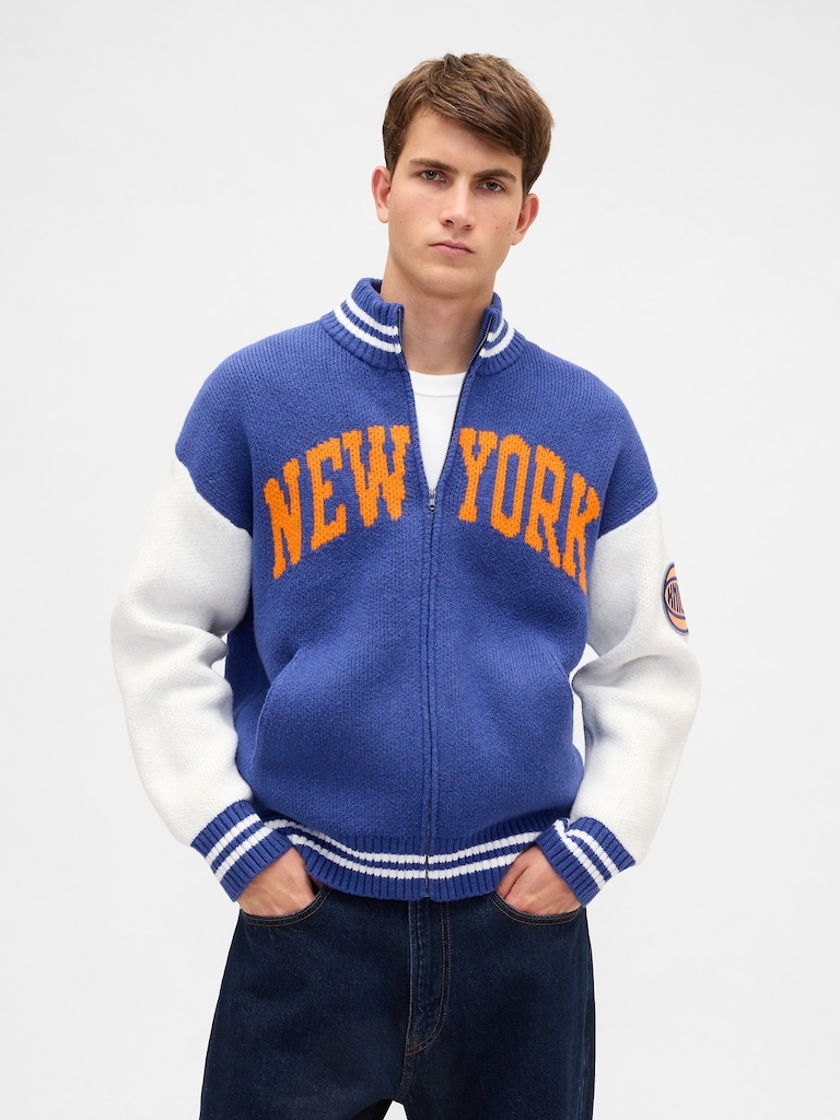 CashSoft NBA New York Knicks Logo Zip Sweater