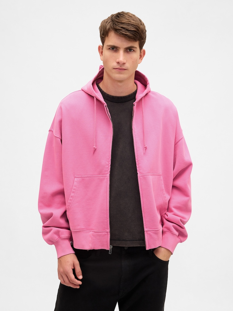 Heavyweight Oversized Crop Zip Hoodie