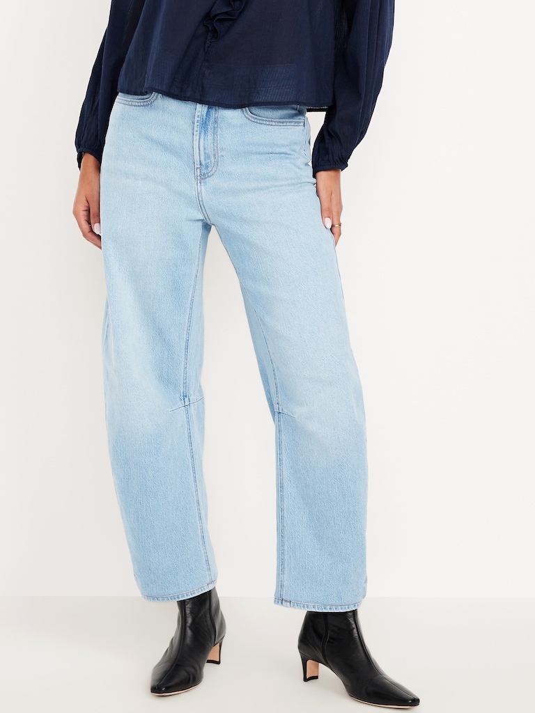 High-Waisted Wow Barrel Ankle Jeans