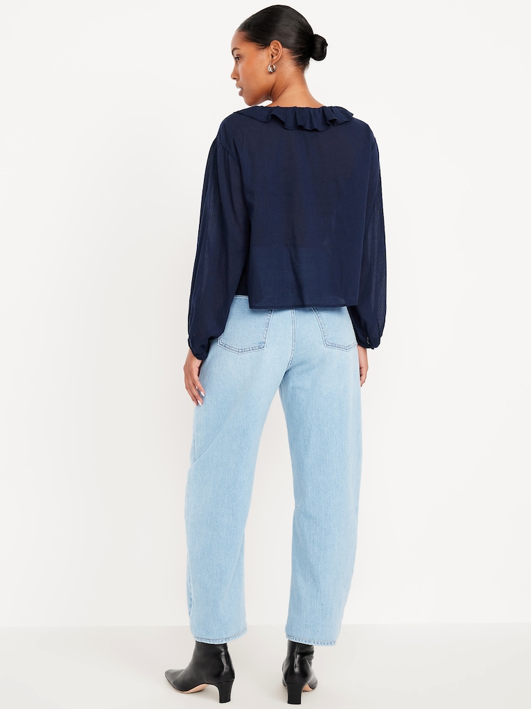 High-Waisted Wow Barrel Ankle Jeans