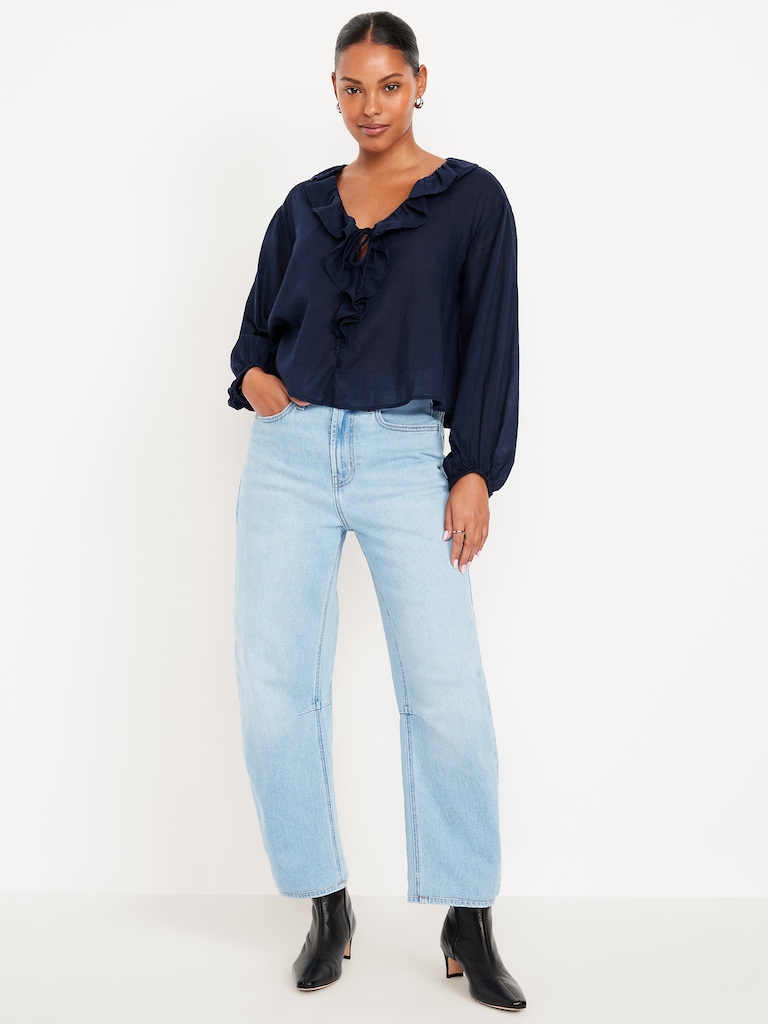 High-Waisted Wow Barrel Ankle Jeans
