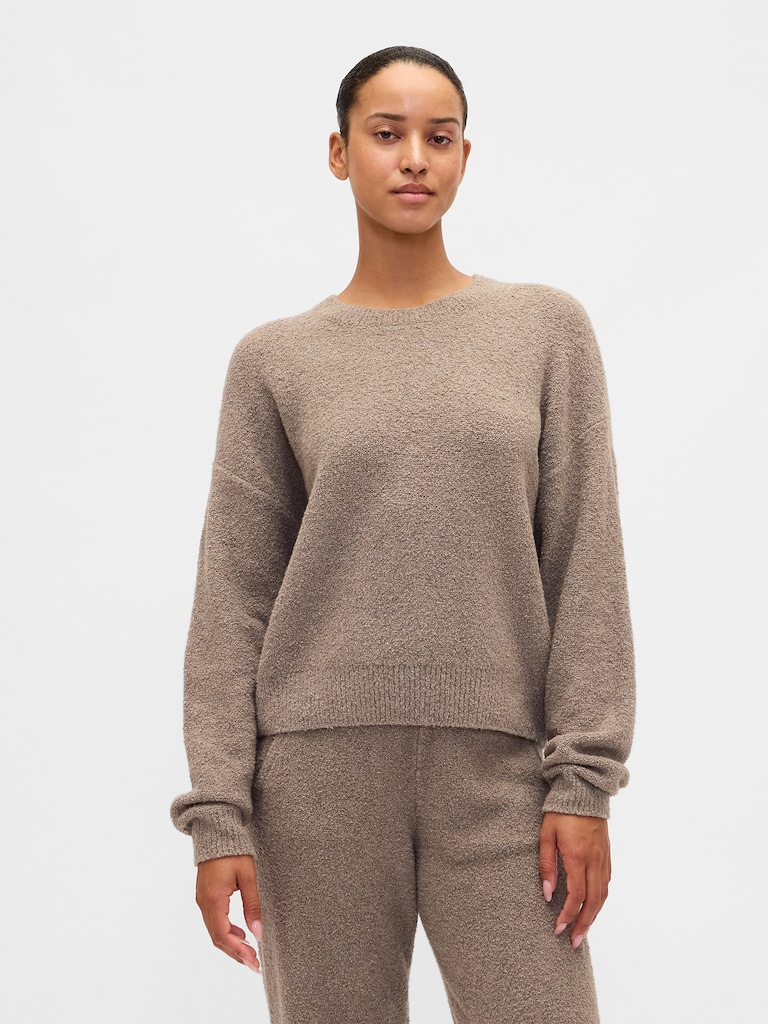 CashSoft Boucle Relaxed Crewneck Top