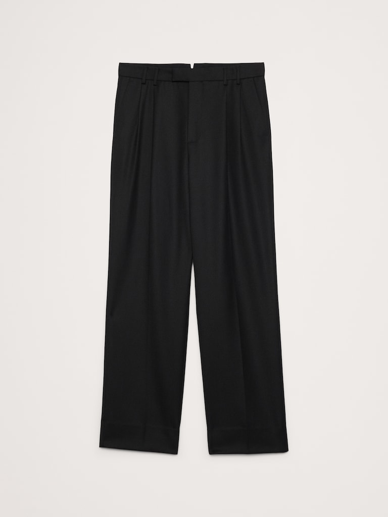 Straight Pleated Twill Dress Pant