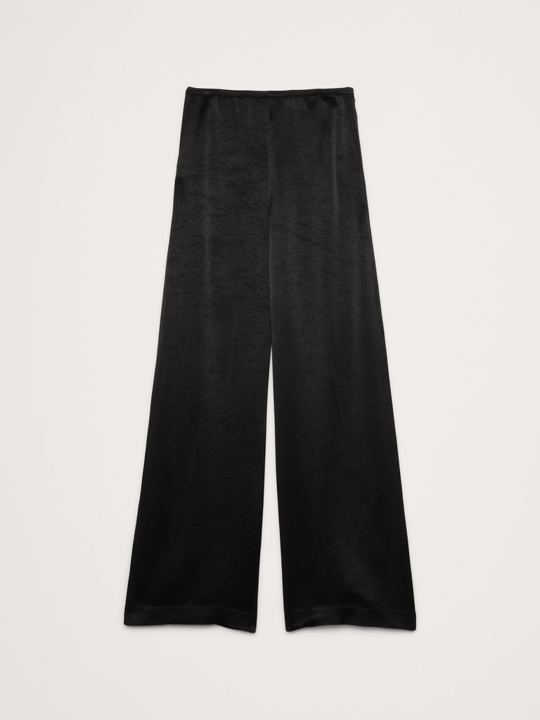 High-Rise Wide-Leg Hammered Satin Palazzo Pant