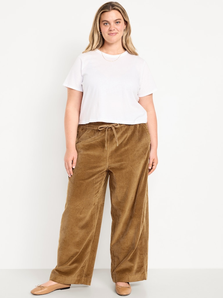 High-Waisted Pull-On Corduroy Pants
