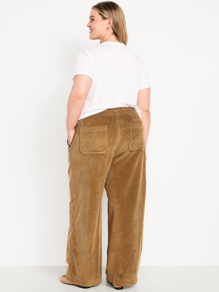 High-Waisted Pull-On Corduroy Pants