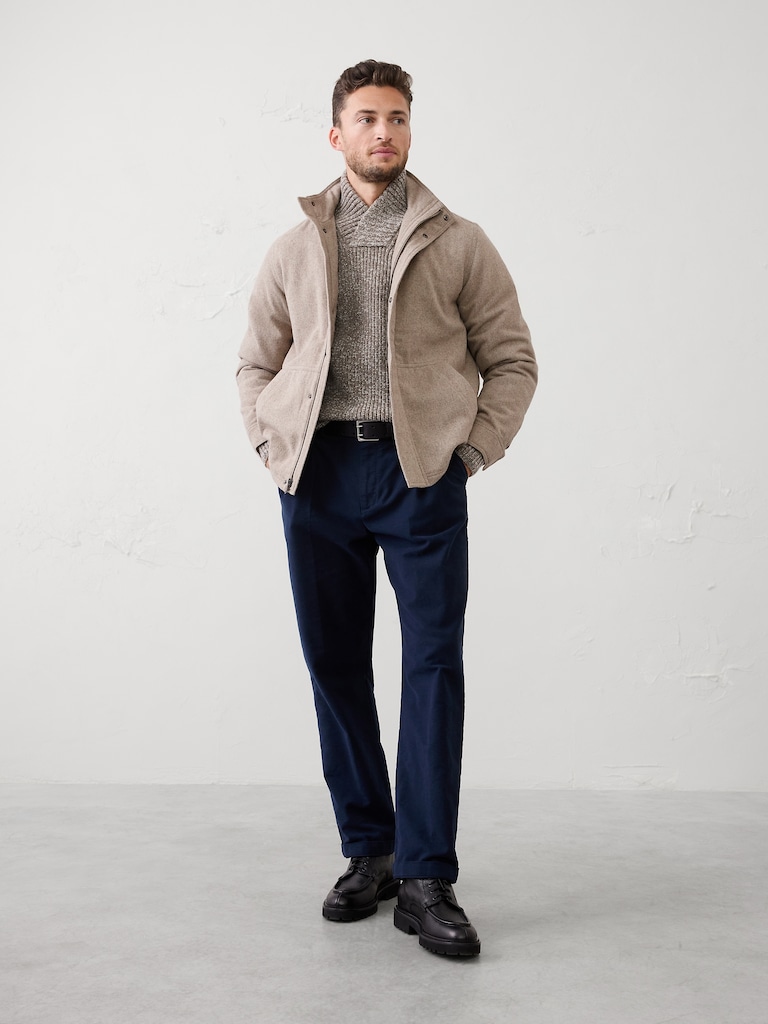 Wool-Blend Mock-Neck Jacket