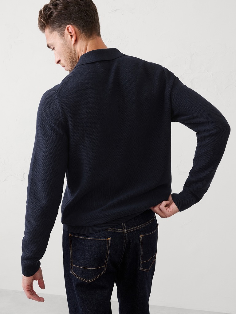 Seed Stitch Sweater Polo