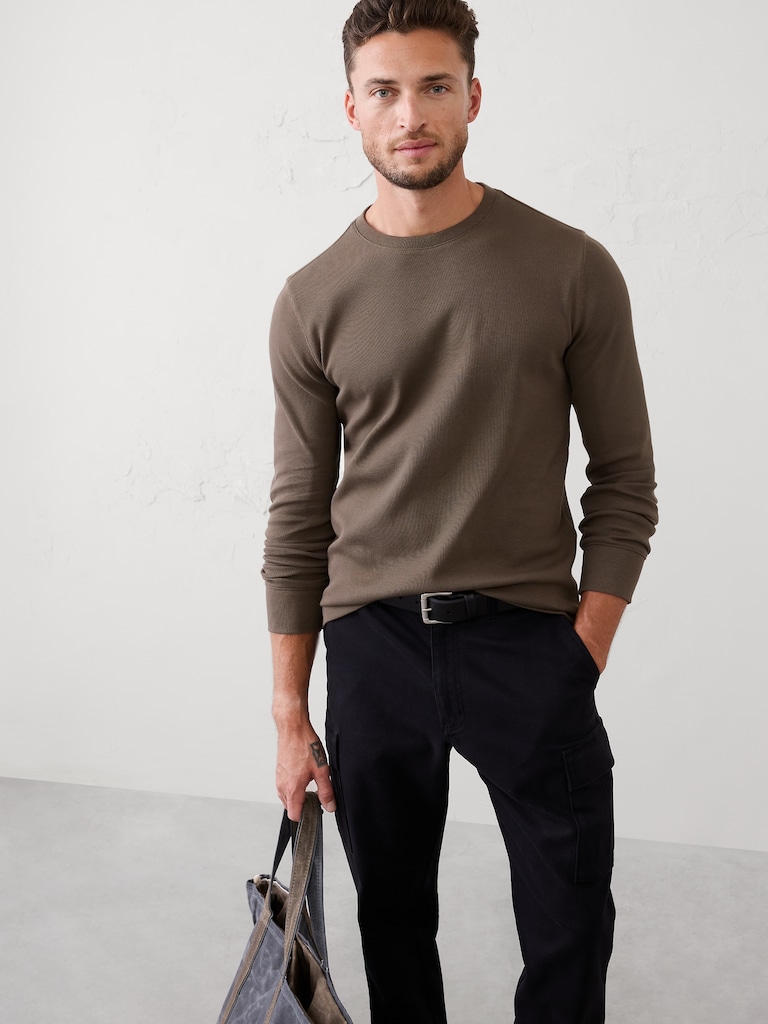 Standard-Fit Mini Ribbed Pullover Top