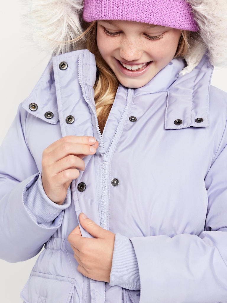 Water-Resistant Parka Jacket for Girls
