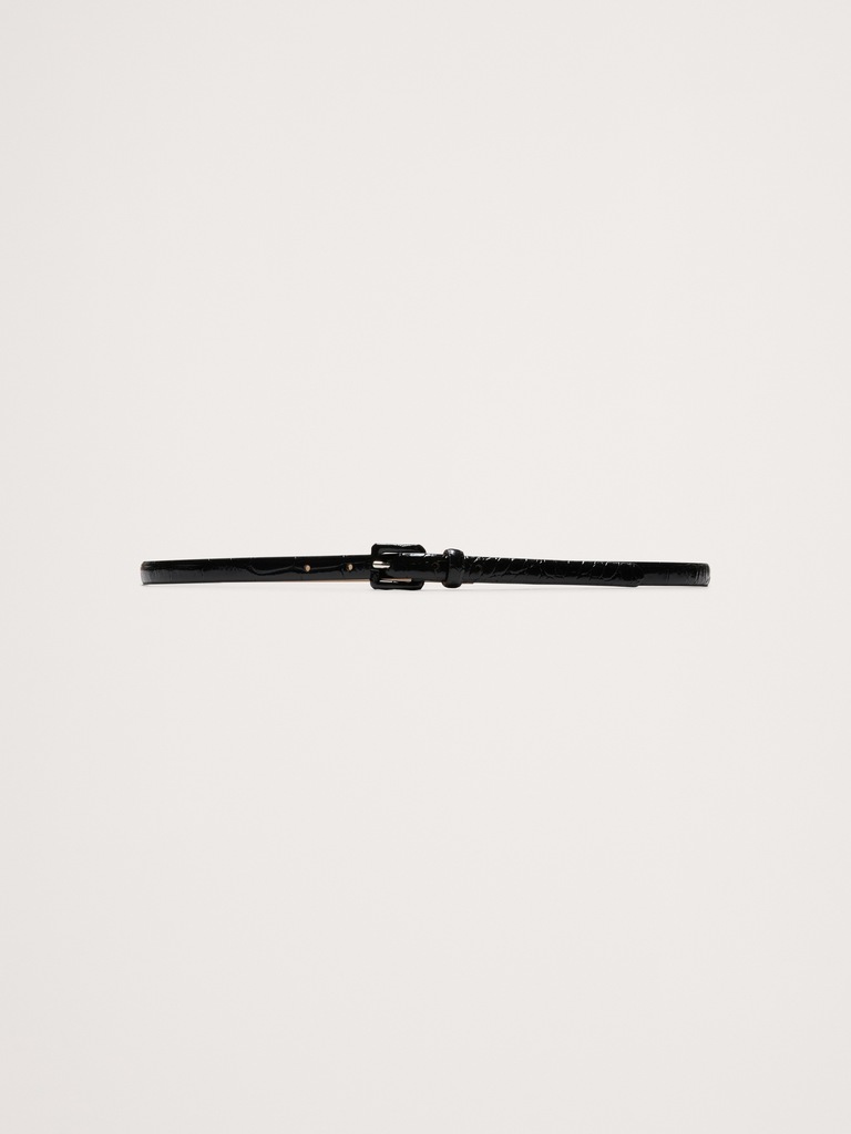 Embossed Leather Skinny Belt