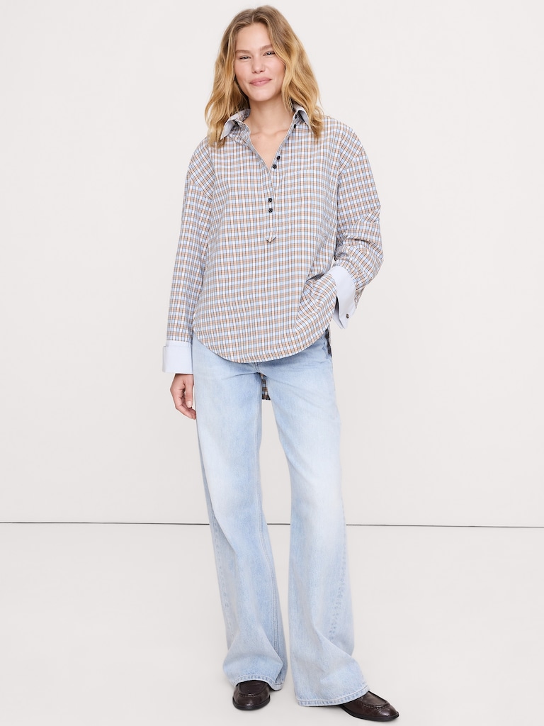 Oversized Cotton Poplin Banker Shirt