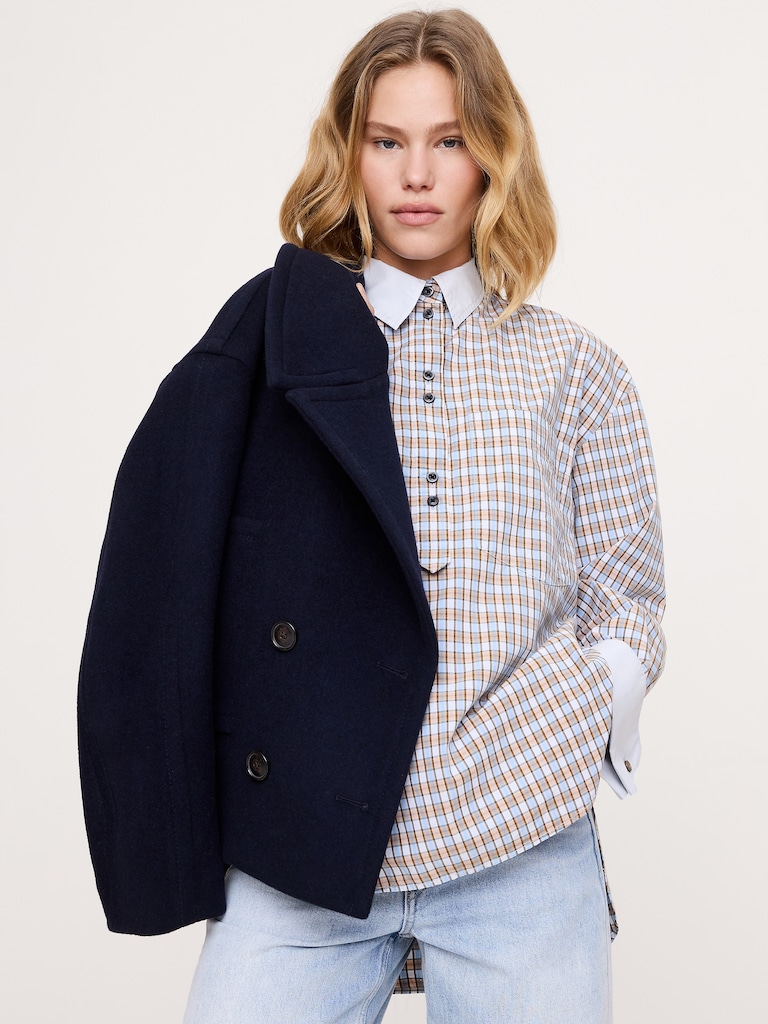 Oversized Cotton Poplin Banker Shirt