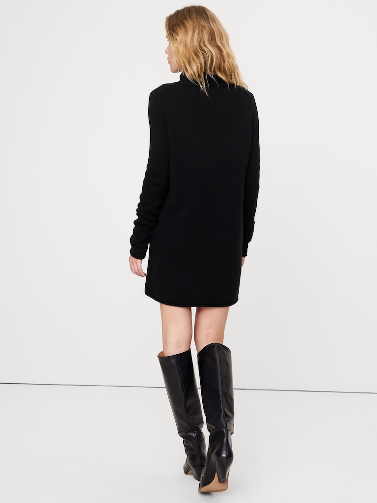Lightweight Cashmere Turtleneck Mini Dress