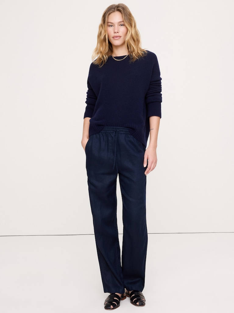 The Getaway Straight-Leg Pull-On Pant in Linen