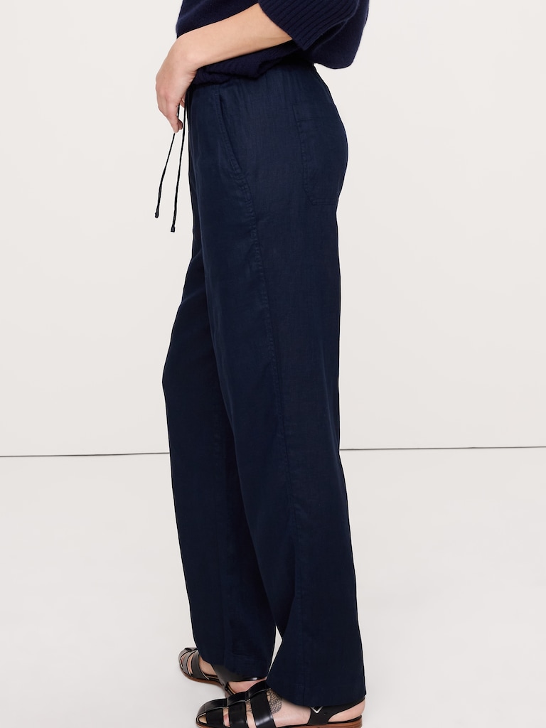 The Getaway Straight-Leg Pull-On Pant in Linen
