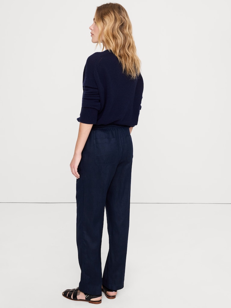 The Getaway Straight-Leg Pull-On Pant in Linen