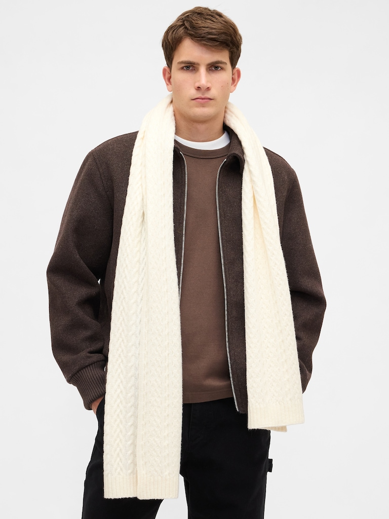 CashSoft Cable-Knit Scarf
