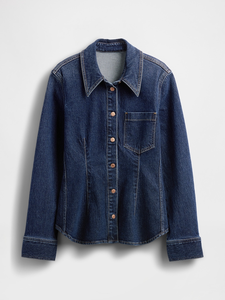 Denim Cinch-Seam Shirt