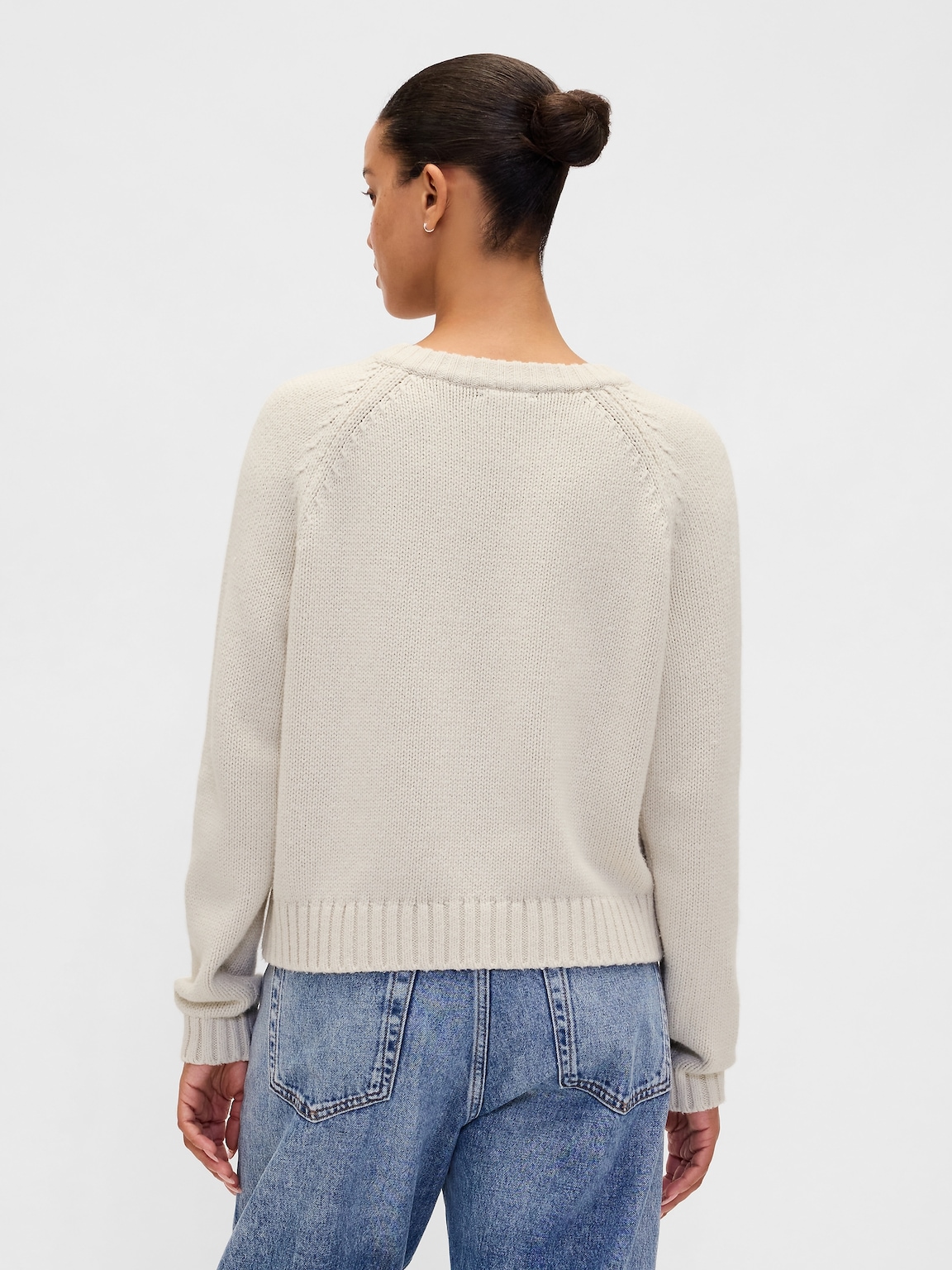 Cotton-Blend Raglan Crewneck Sweater