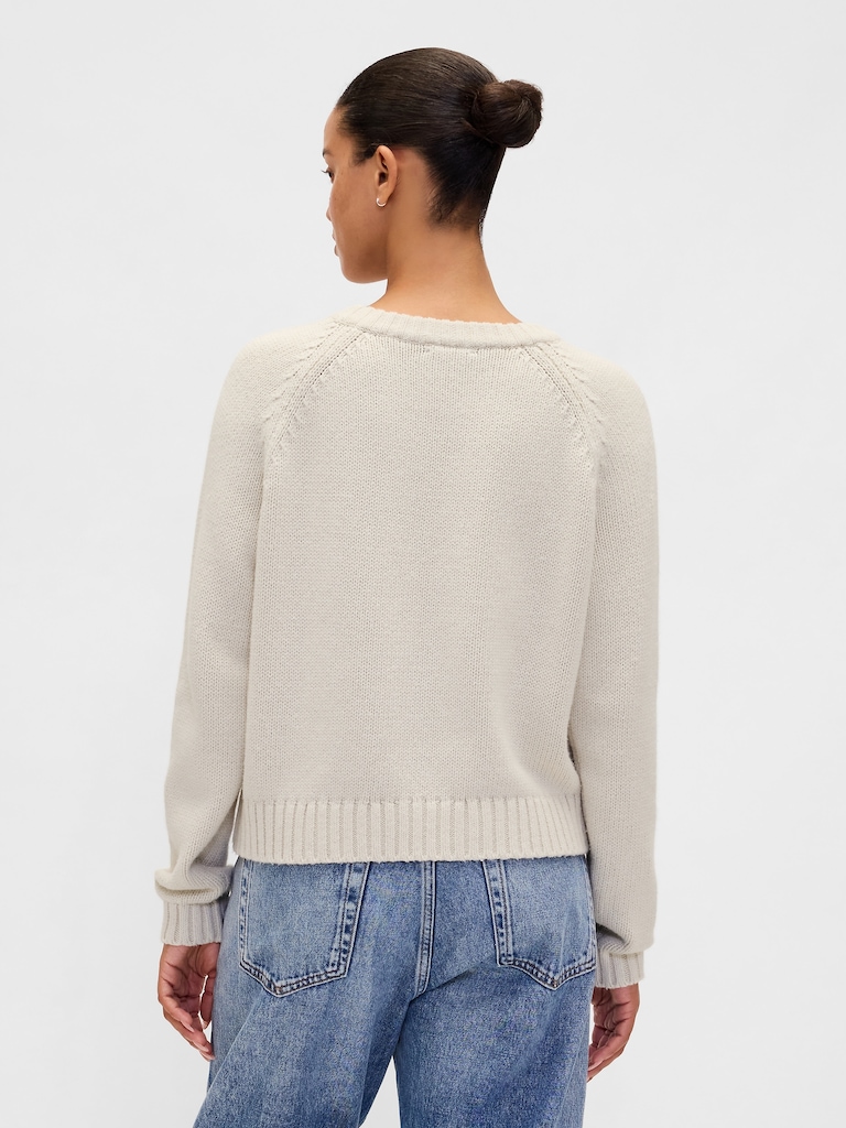 Cotton-Blend Raglan Crewneck Sweater