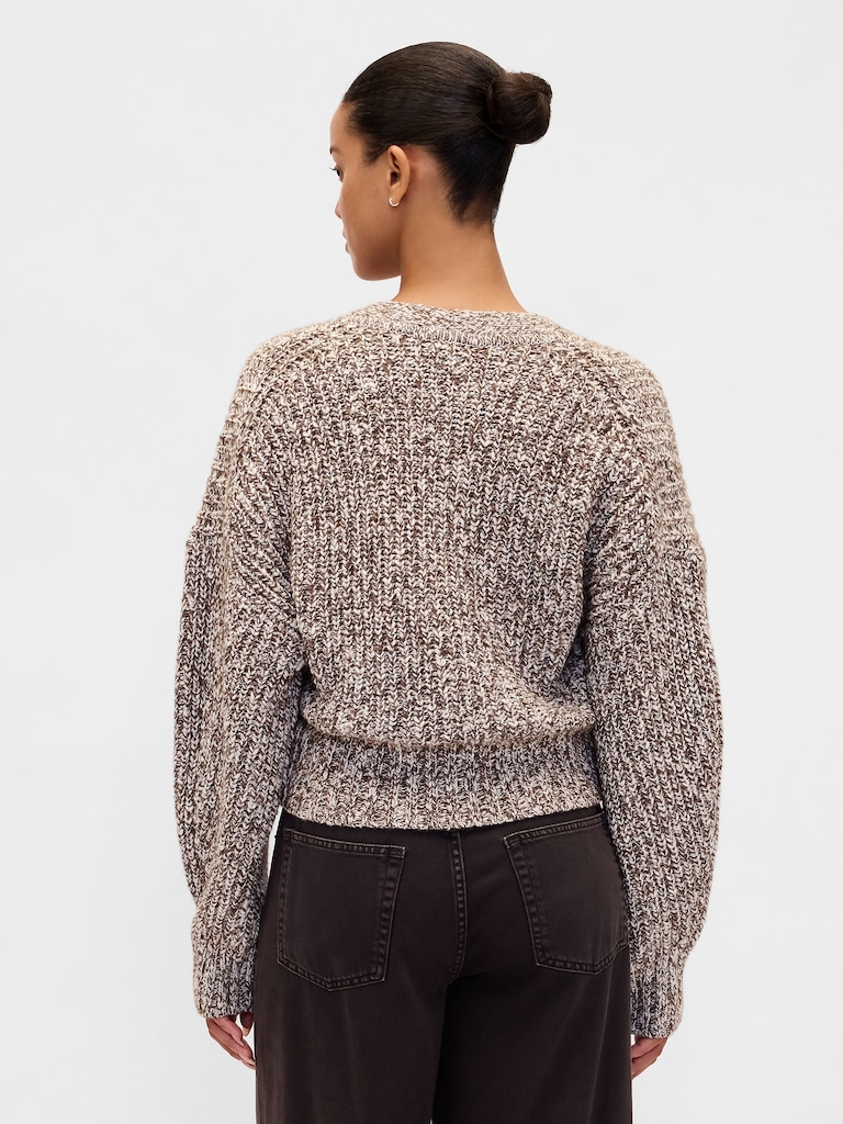 Cotton-Blend Crop Cardigan Sweater