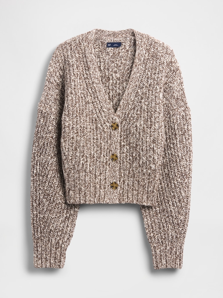 Cotton-Blend Crop Cardigan Sweater