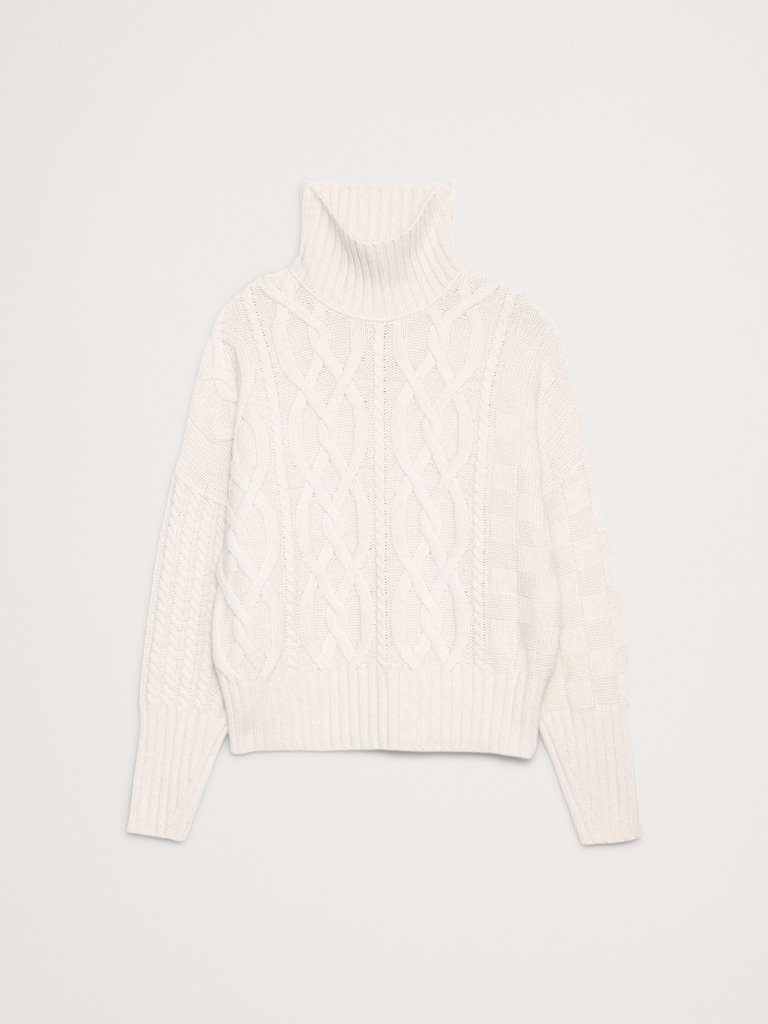 Italian Merino-Blend Mixed-Stitch Sweater