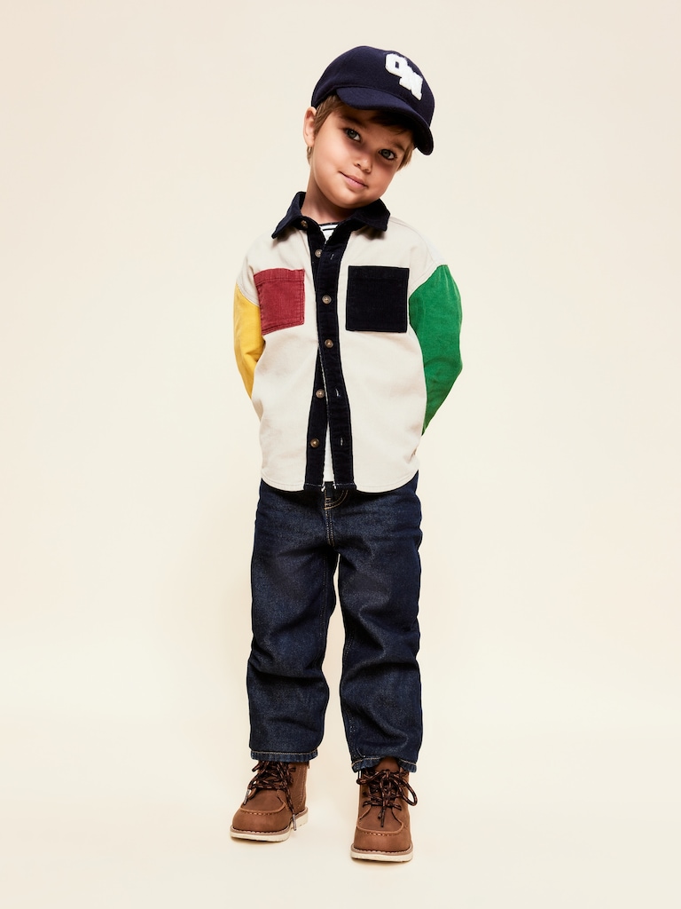 Long-Sleeve Color-Block Pocket Shirt for Toddler Boys