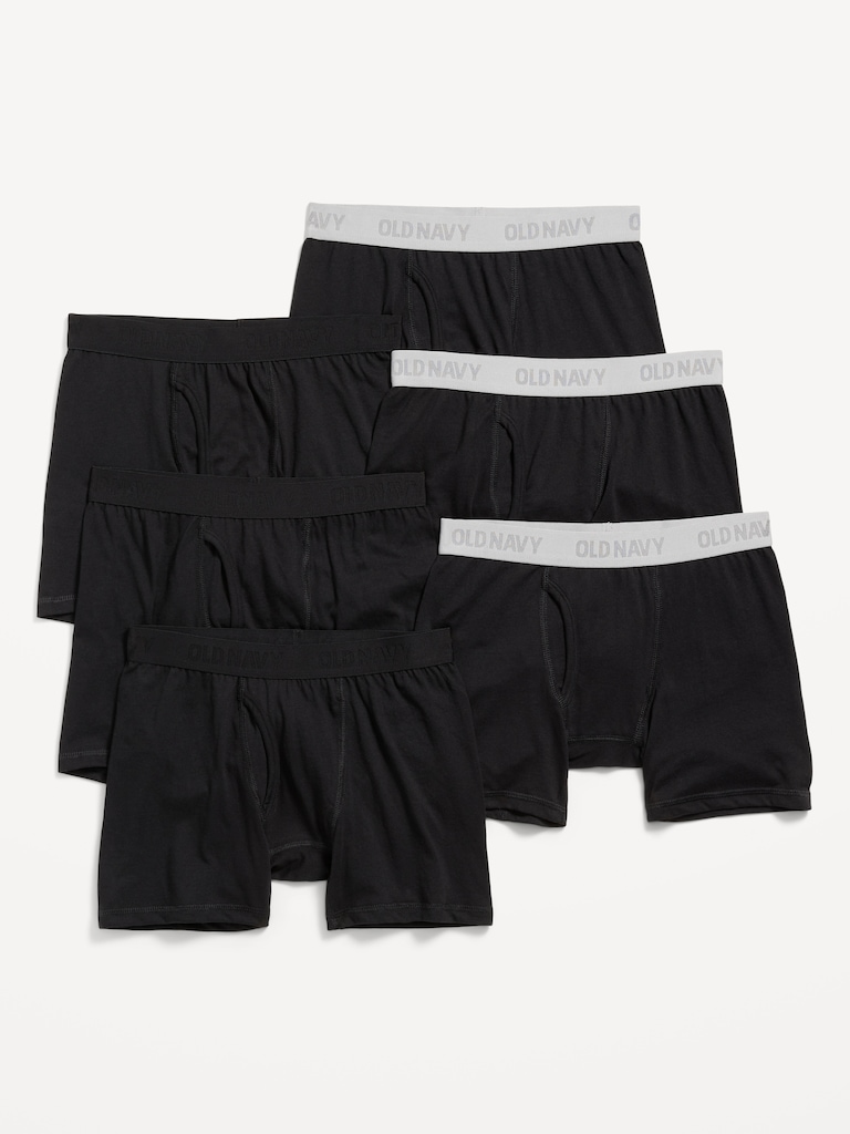 Solid Boxer-Brief Underwear 6-Pack for Boys