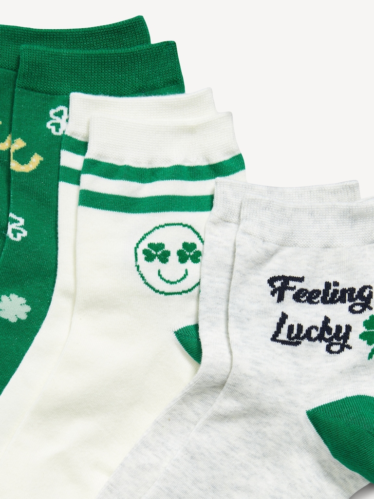 Novelty Quarter Crew Socks 3-Pack for Women