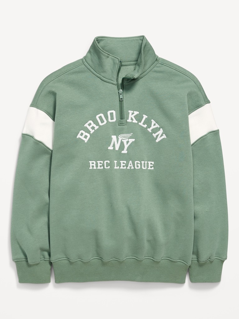 Oversized Graphic Quarter-Zip Sweatshirt for Boys