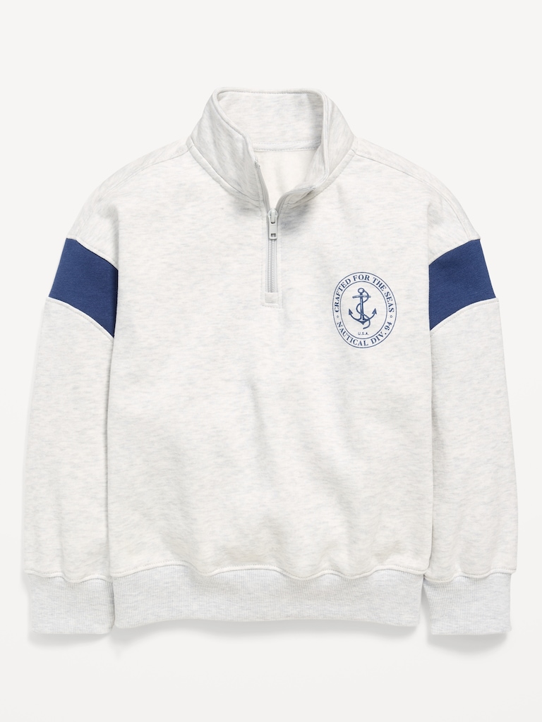 Oversized Graphic Quarter-Zip Sweatshirt for Boys