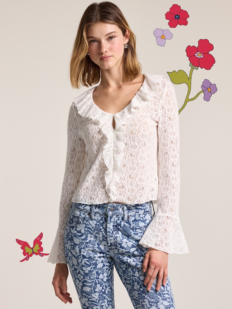 Old Navy x Anna Sui V-Neck Floral Lace Top