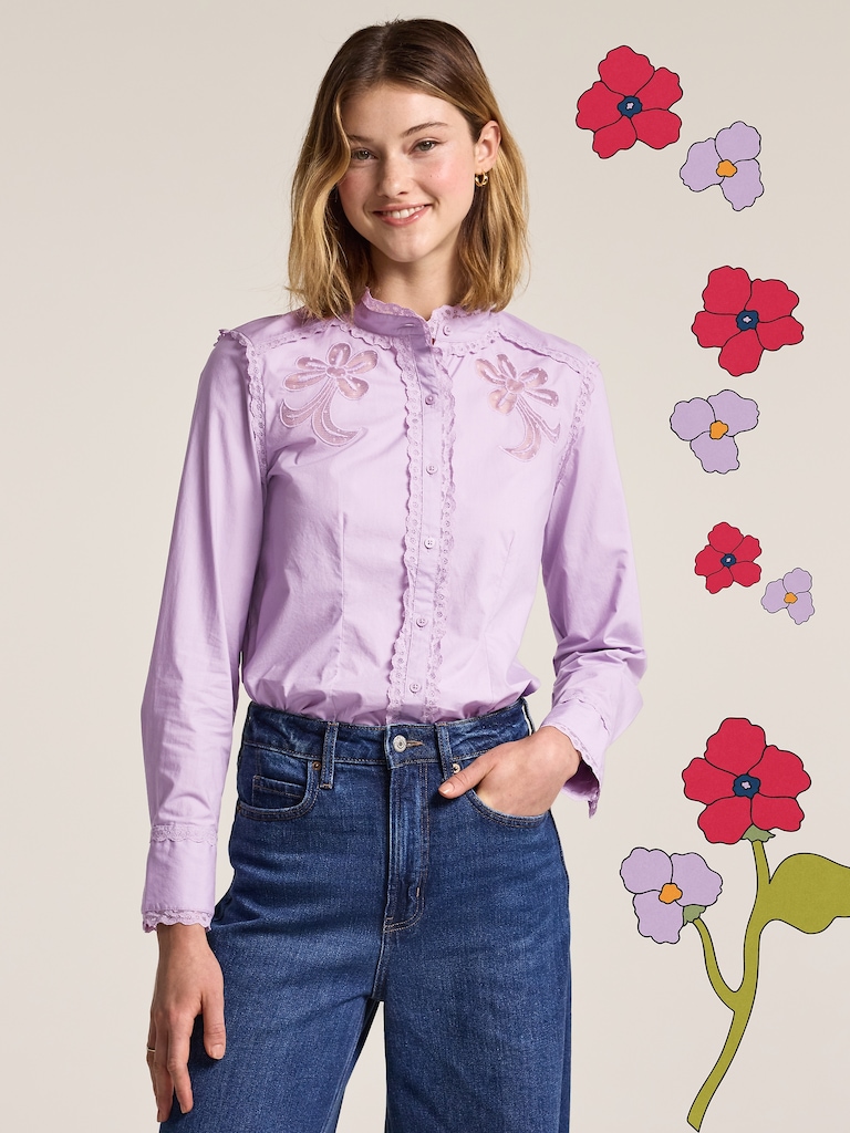 Old Navy x Anna Sui Button-Down Applique Top