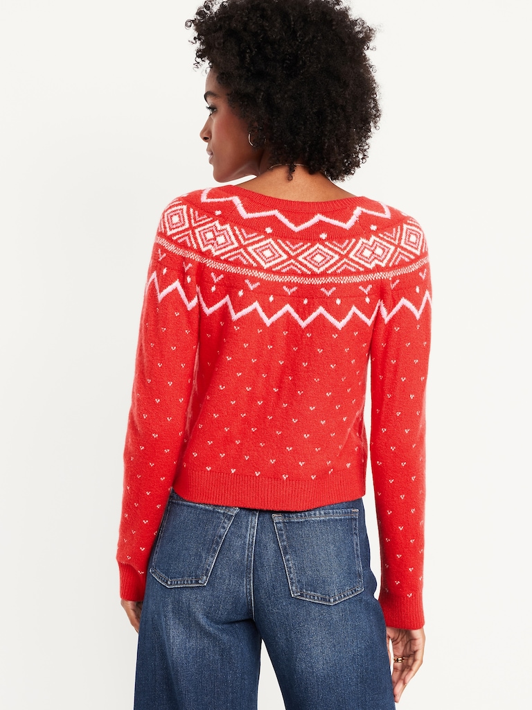 SoSoft Cropped Fair Isle Cardigan Sweater