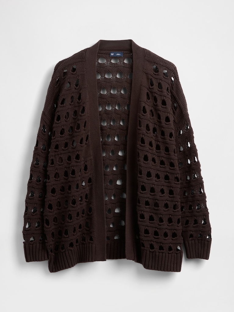 100% Cotton Oversized Pointelle Cardigan