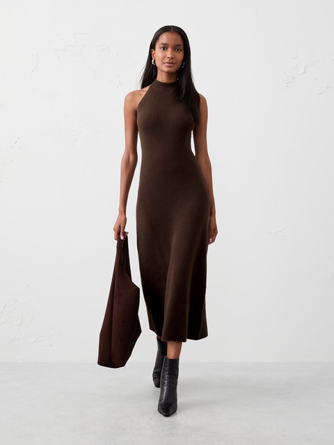 amber heard black dress Forest Green Merino Wool Sweater Dress