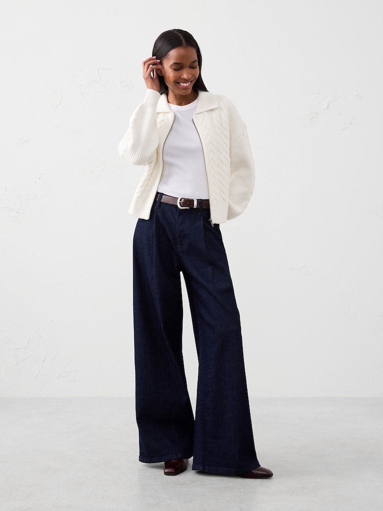 Perfectly Soft Cable Sweater Jacket