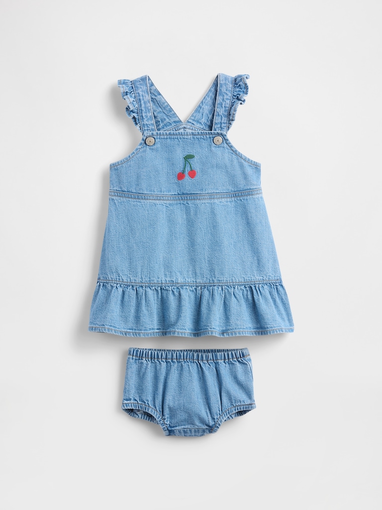 Baby Denim Cherry Dress Set